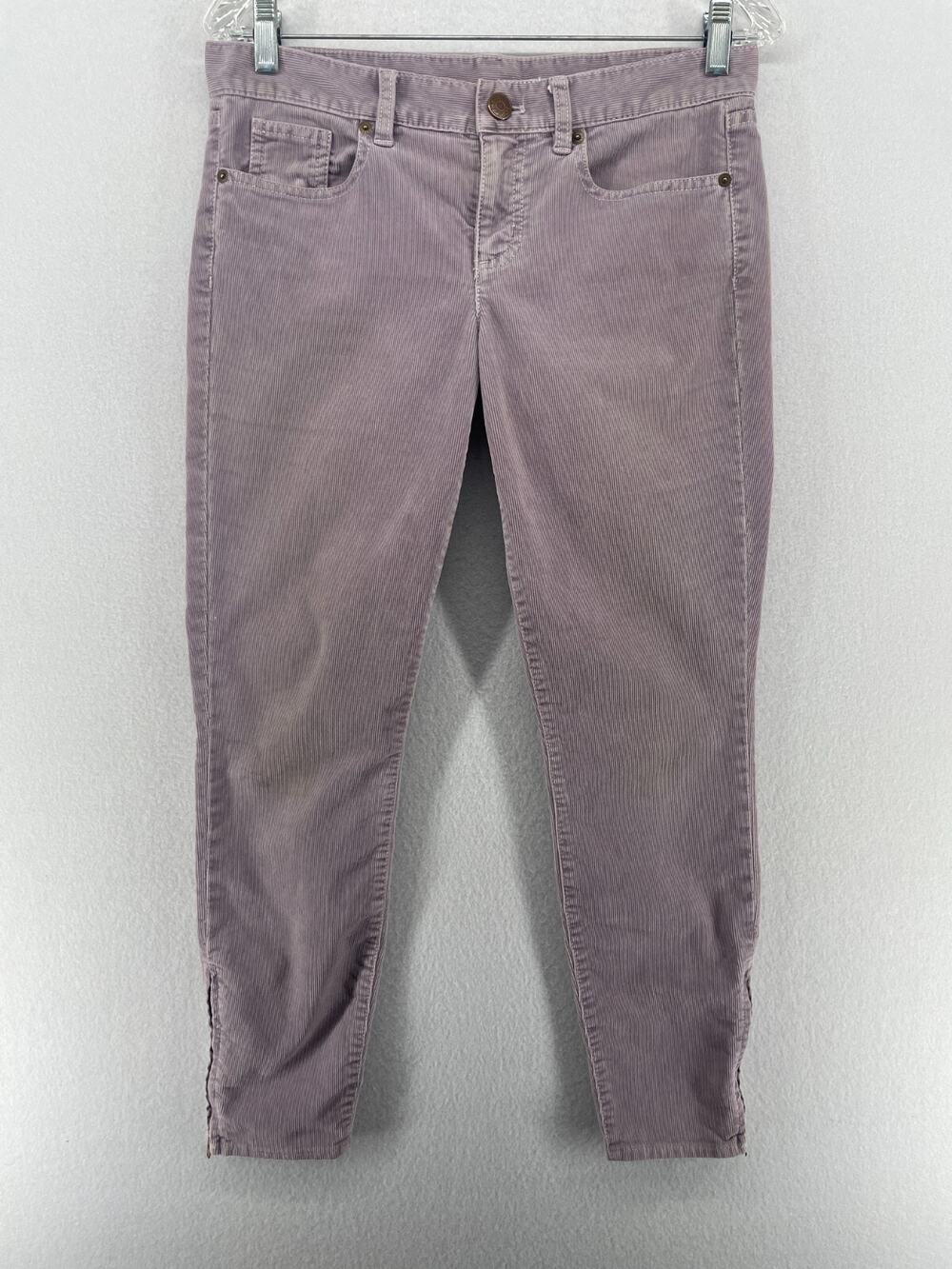 J.CREW Jeans Womens 28 Corduroy Toothpick Ankle Zip Skinny Cotton Stretch Purple